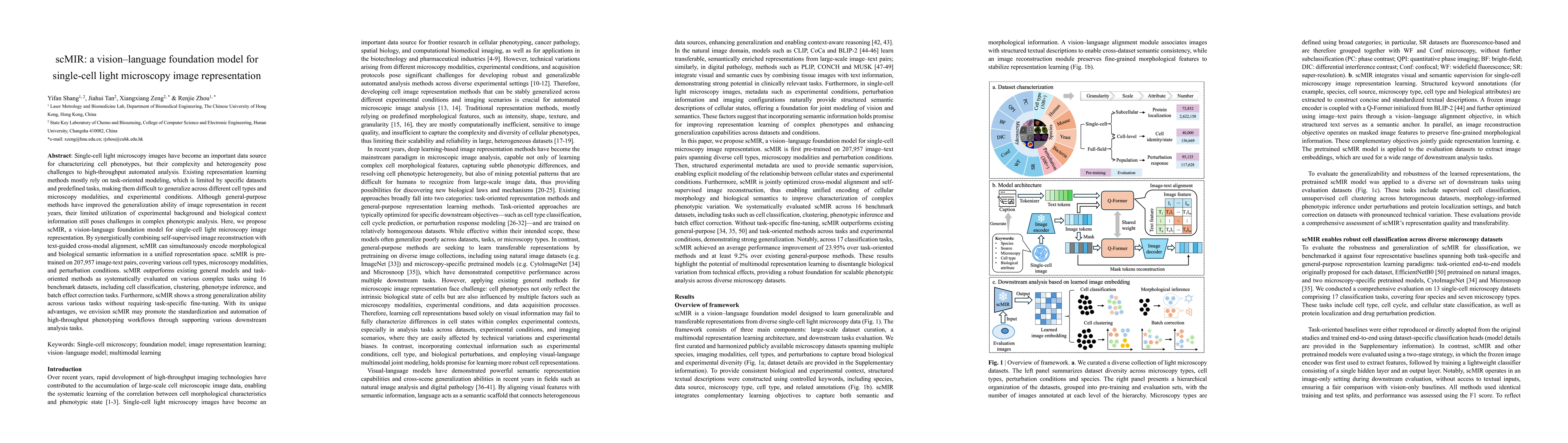 Thumbnail for scMIR: a vision-language foundation model for single-cell light microscopy image representation
