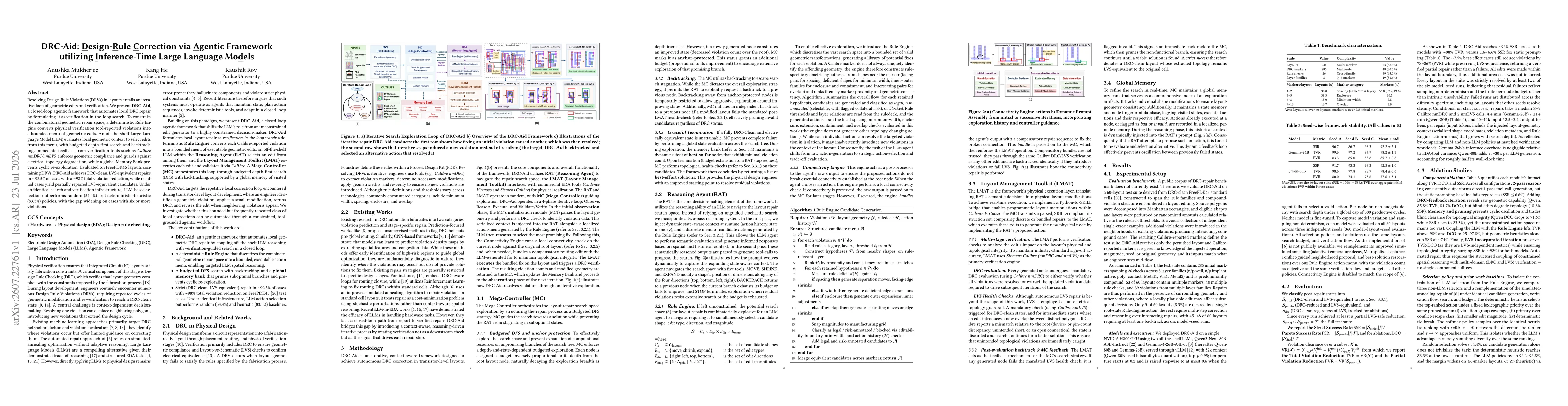 Thumbnail for DRC-Aid: Design-Rule Correction via Agentic Framework utilizing Inference-Time Large Language Models