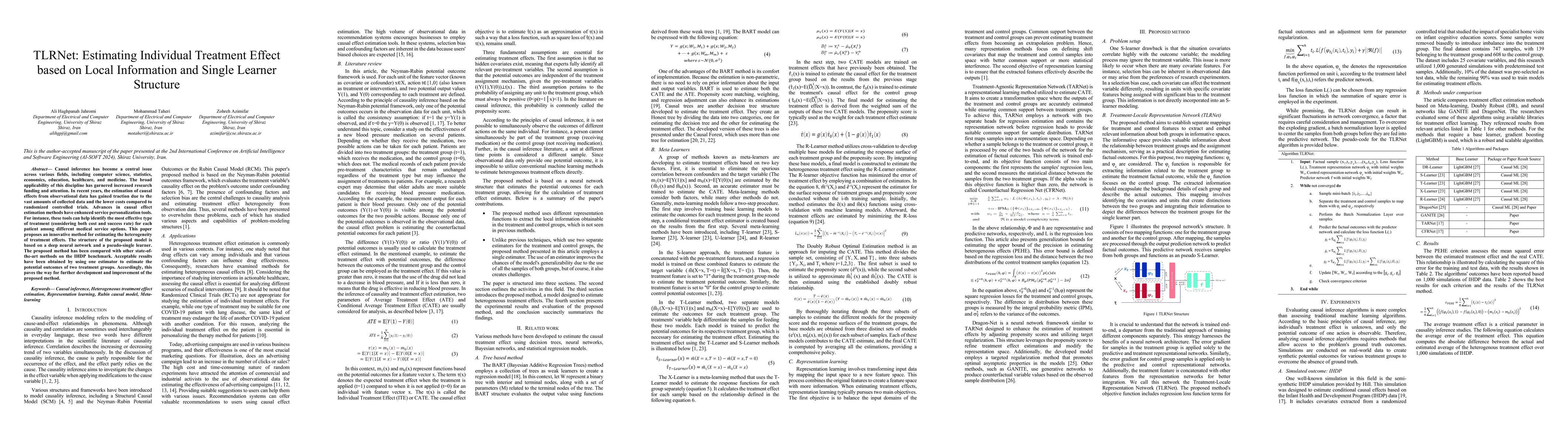 Thumbnail for TLRNet: Estimating Individual Treatment Effect based on Local Information and Single Learner Structure