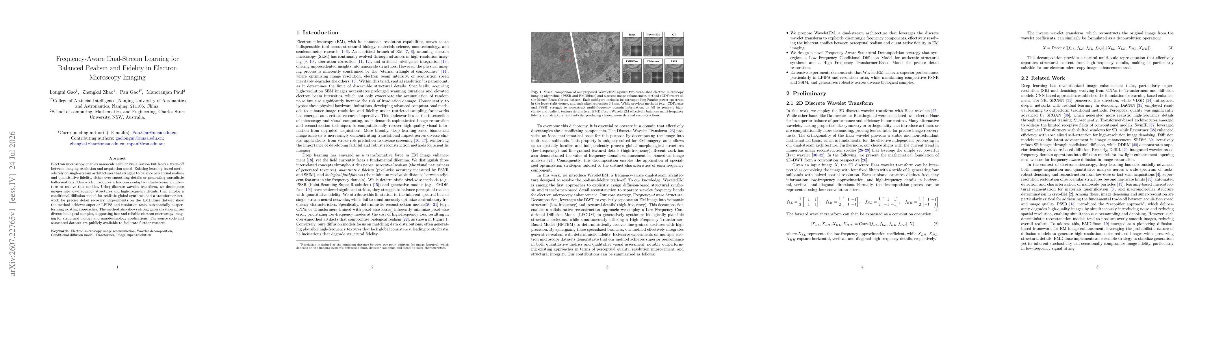 Thumbnail for Frequency-Aware Dual-Stream Learning for Balanced Realism and Fidelity in Electron Microscopy Imaging