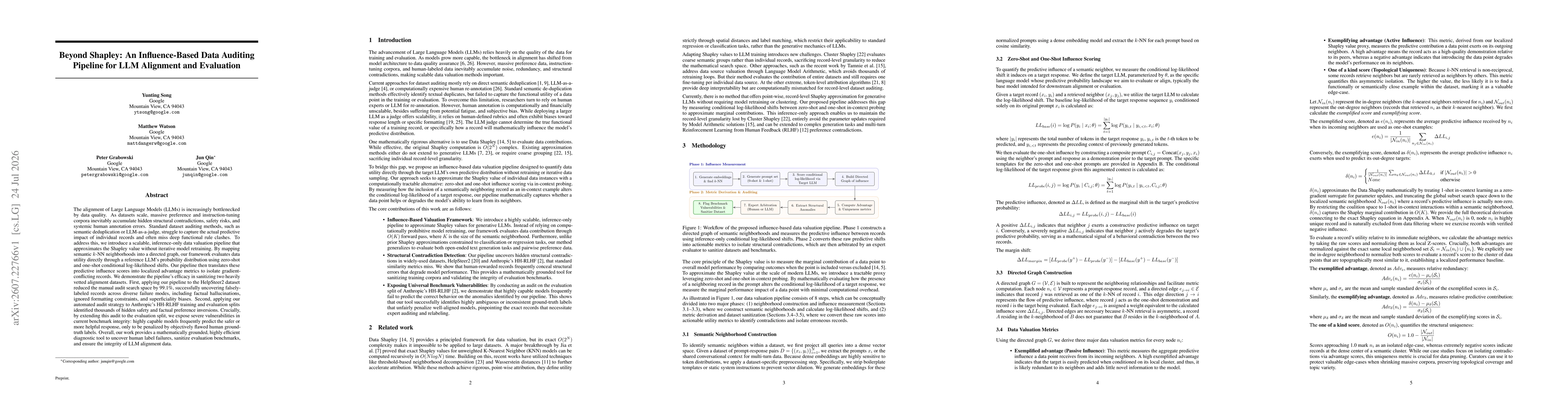 Thumbnail for Beyond Shapley: An Influence-Based Data Auditing Pipeline for LLM Alignment and Evaluation