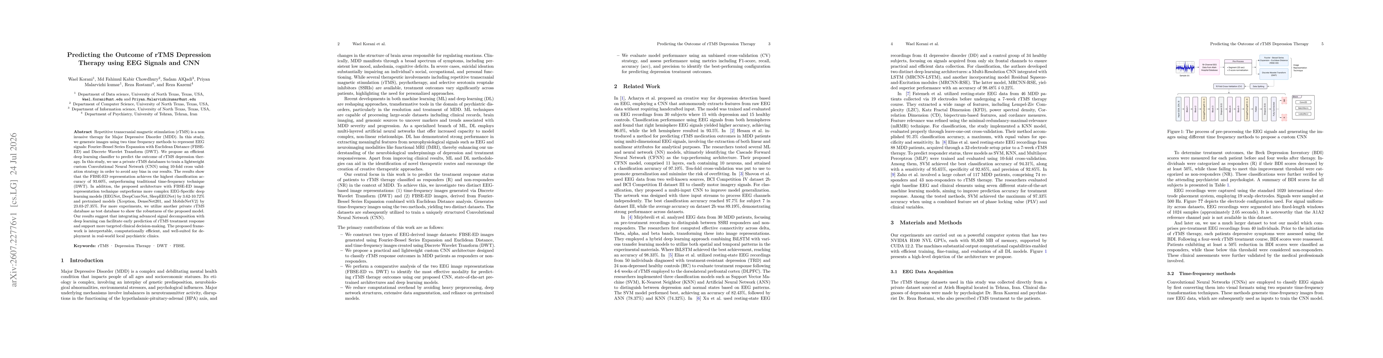 Thumbnail for Predicting the Outcome of rTMS Depression Therapy using EEG Signals and CNN