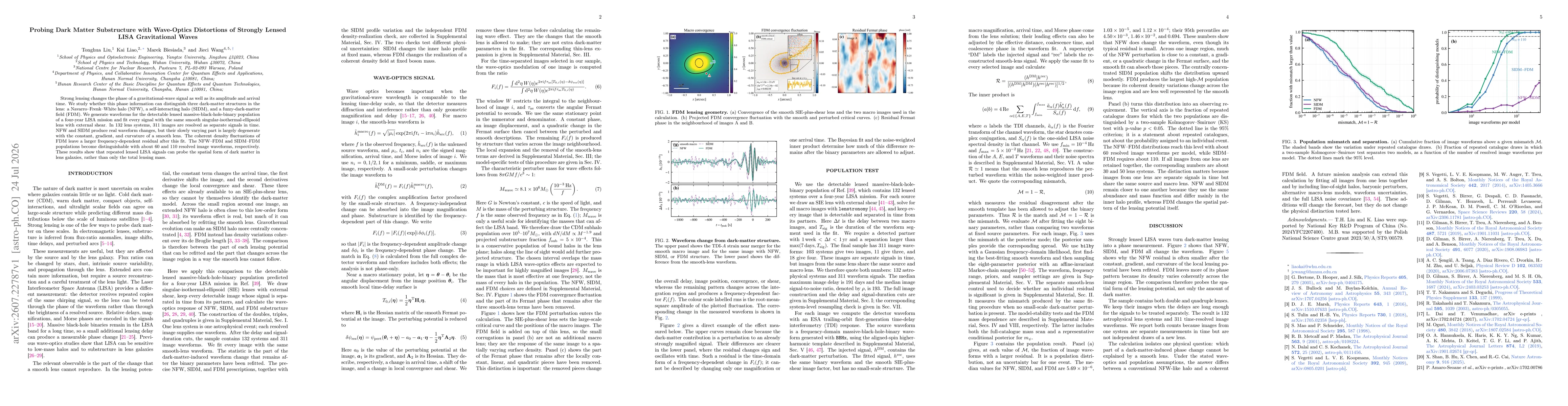 Thumbnail for Probing Dark Matter Substructure with Wave-Optics Distortions of Strongly Lensed LISA Gravitational Waves