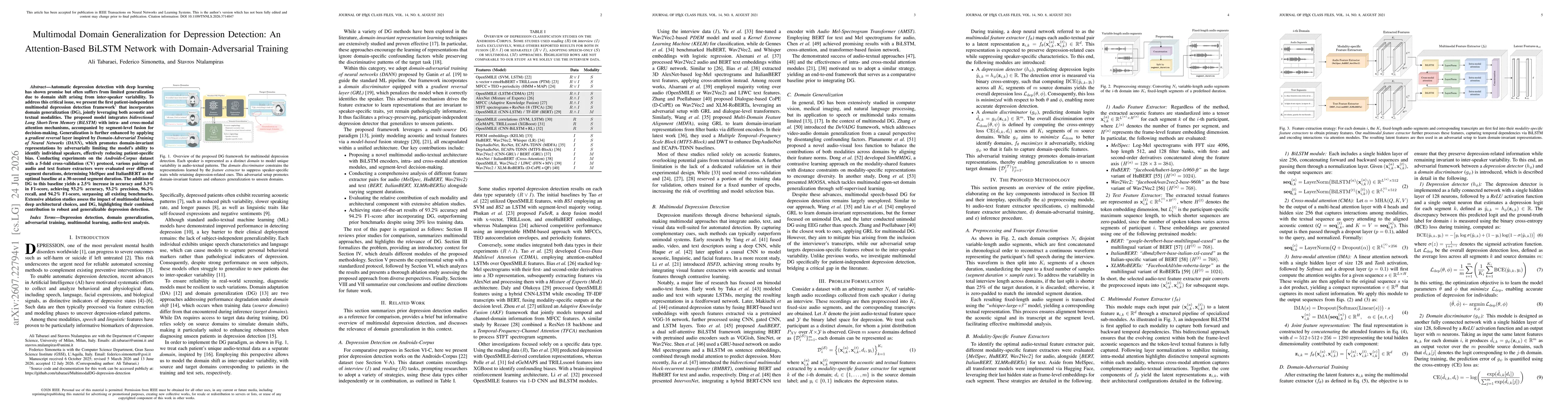 Thumbnail for Multimodal Domain Generalization for Depression Detection: An Attention-Based BiLSTM Network with Domain-Adversarial Training