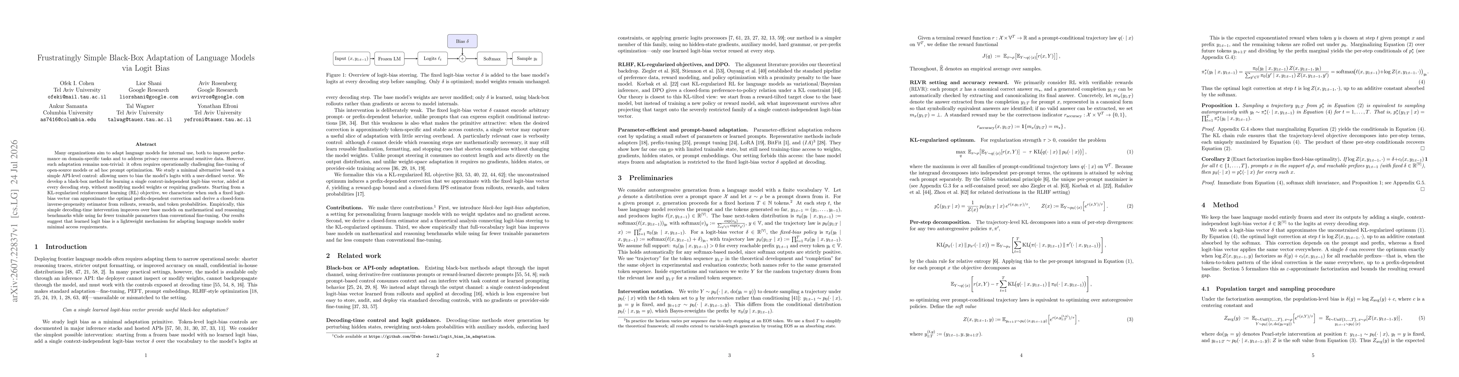 Thumbnail for Frustratingly Simple Black-Box Adaptation of Language Models via Logit Bias