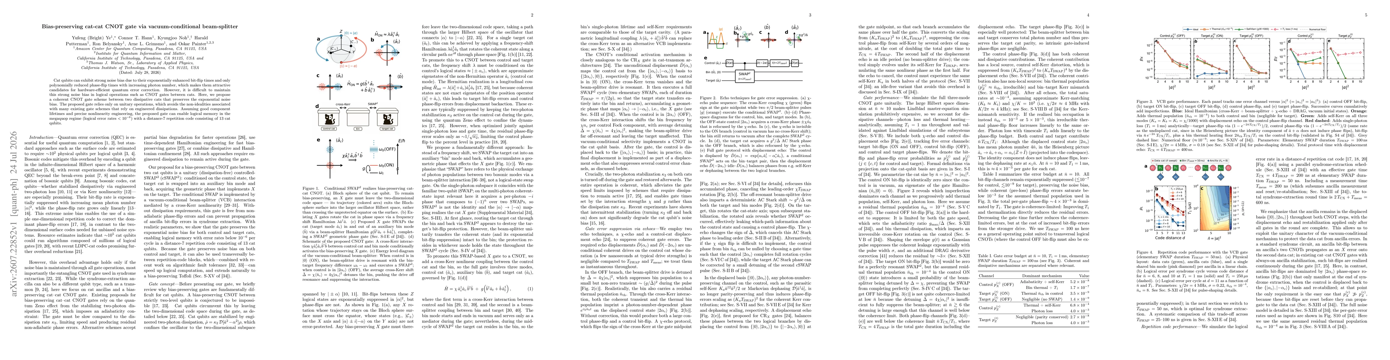 Thumbnail for Bias-preserving cat-cat CNOT gate via vacuum-conditional beam-splitter