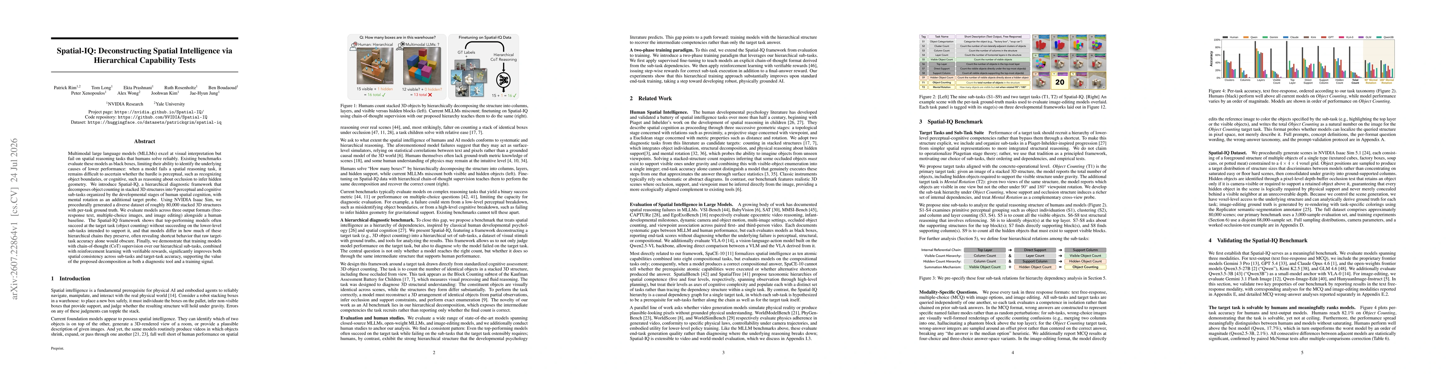 Thumbnail for Spatial-IQ: Deconstructing Spatial Intelligence via Hierarchical Capability Tests