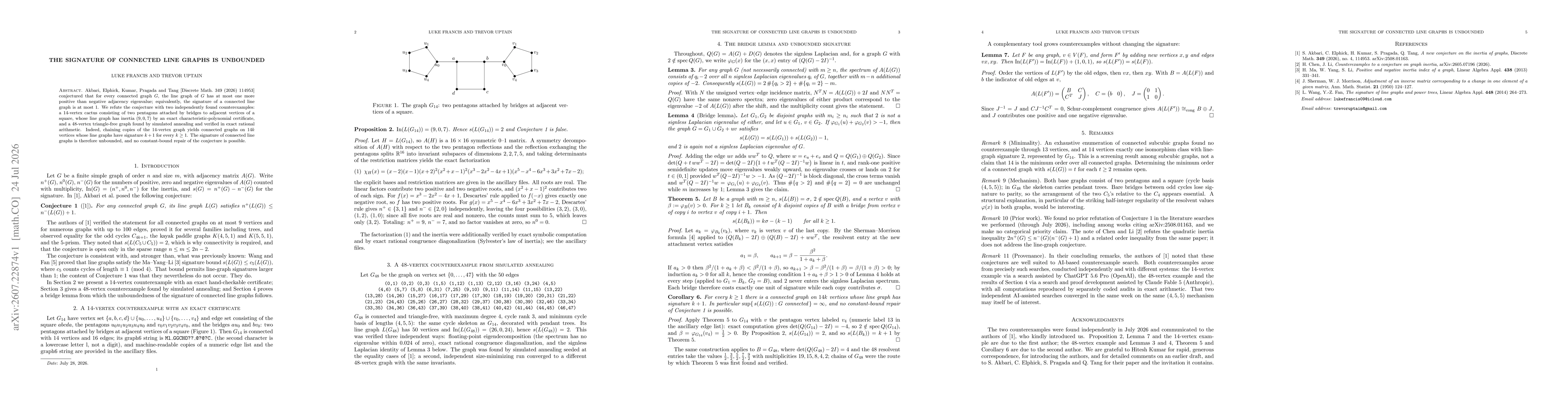 Thumbnail for The signature of connected line graphs is unbounded