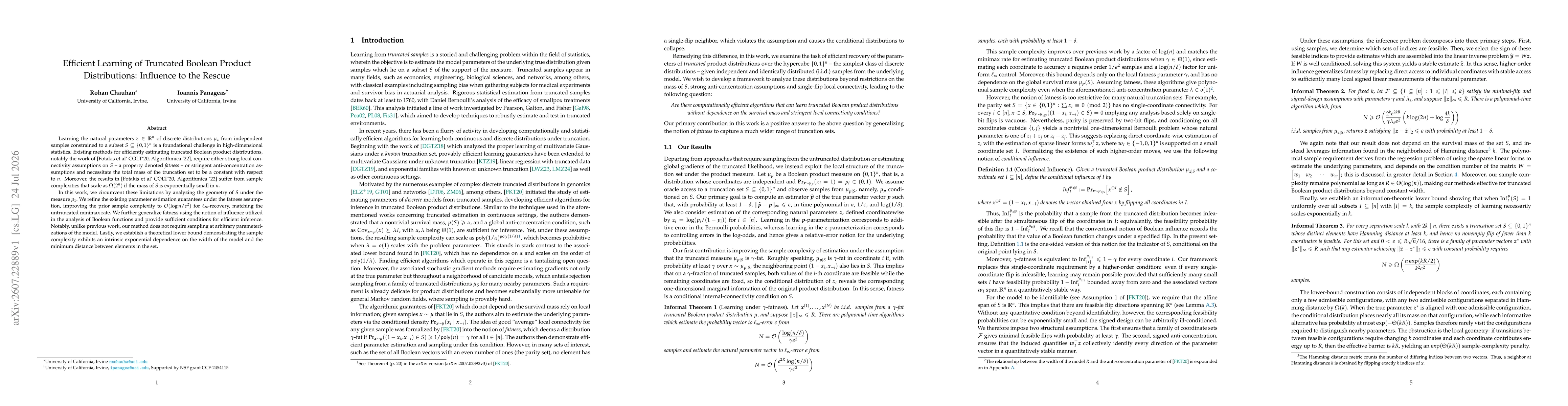 Thumbnail for Efficient Learning of Truncated Boolean Product Distributions: Influence to the Rescue