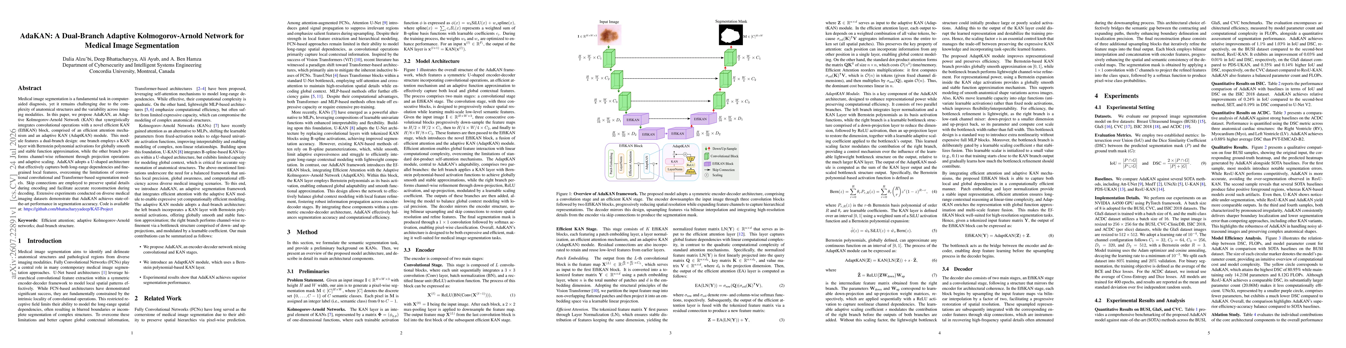 Thumbnail for AdaKAN: A dual-branch adaptive Kolmogorov-Arnold network for medical image segmentation