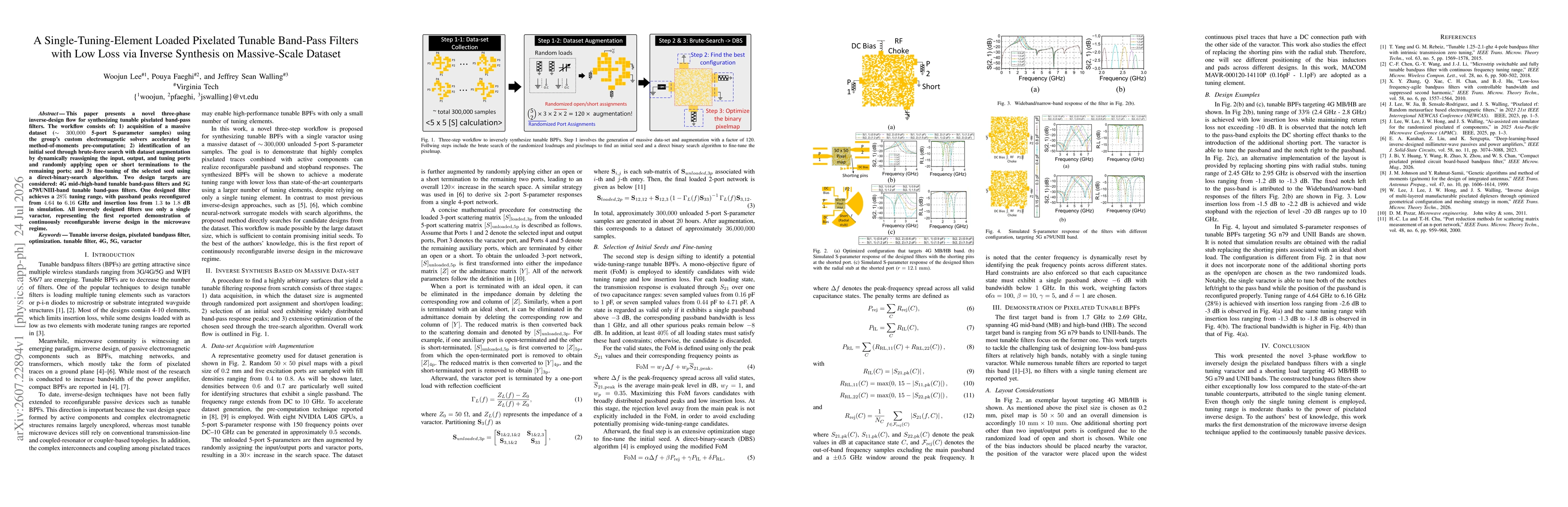 Thumbnail for A Single-Tuning-Element Loaded Pixelated Tunable Band-Pass Filters with Low Loss via Inverse Synthesis on Massive-Scale Dataset