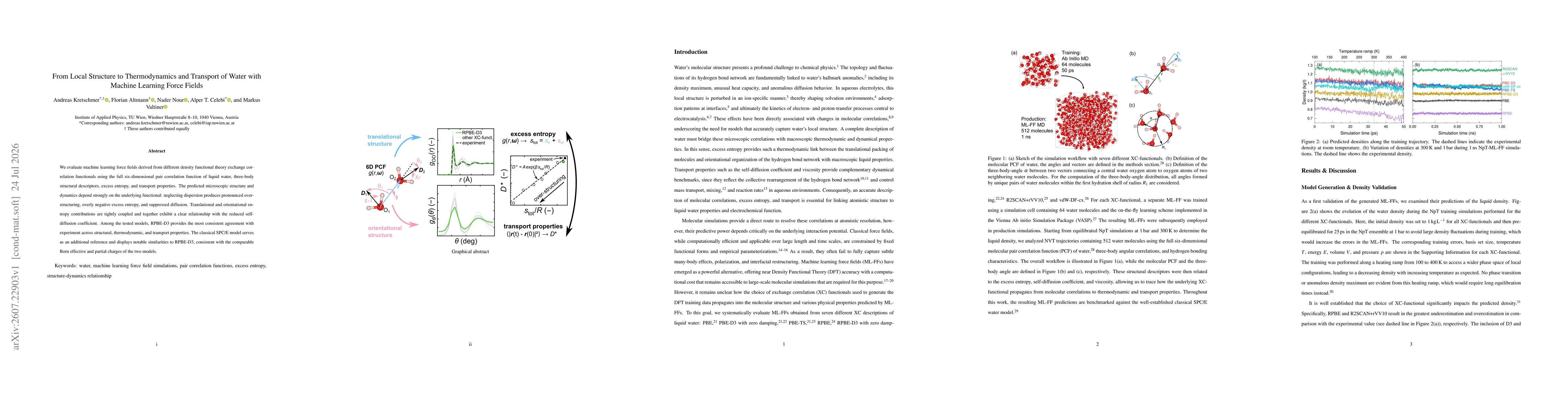 Thumbnail for From Local Structure to Thermodynamics and Transport of Water with Machine Learning Force Fields
