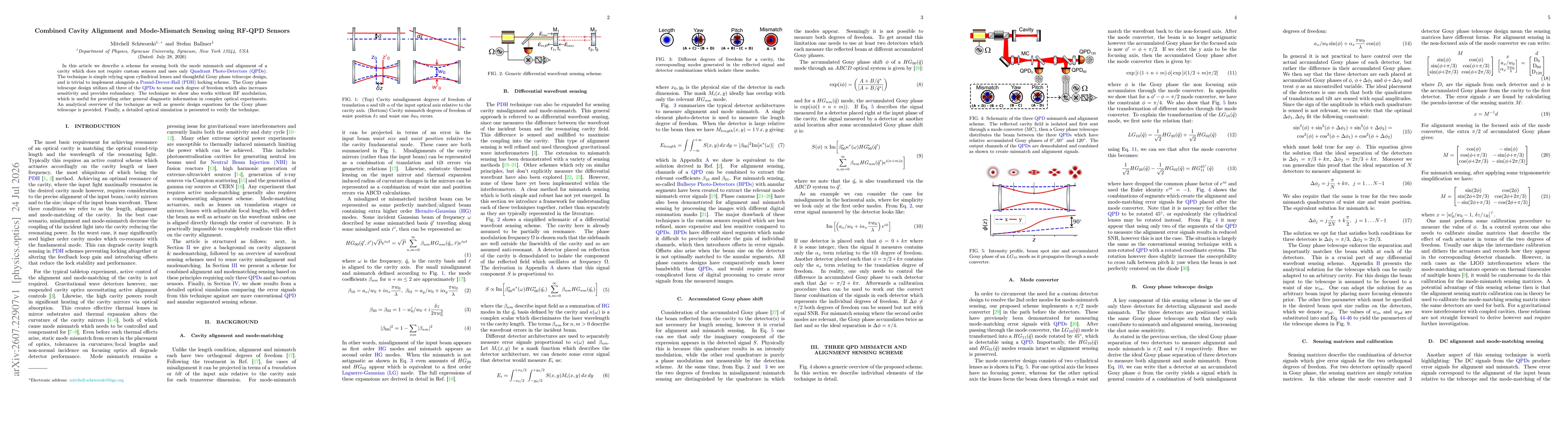 Thumbnail for Combined Cavity Alignment and Mode-Mismatch Sensing using RF-QPD Sensors