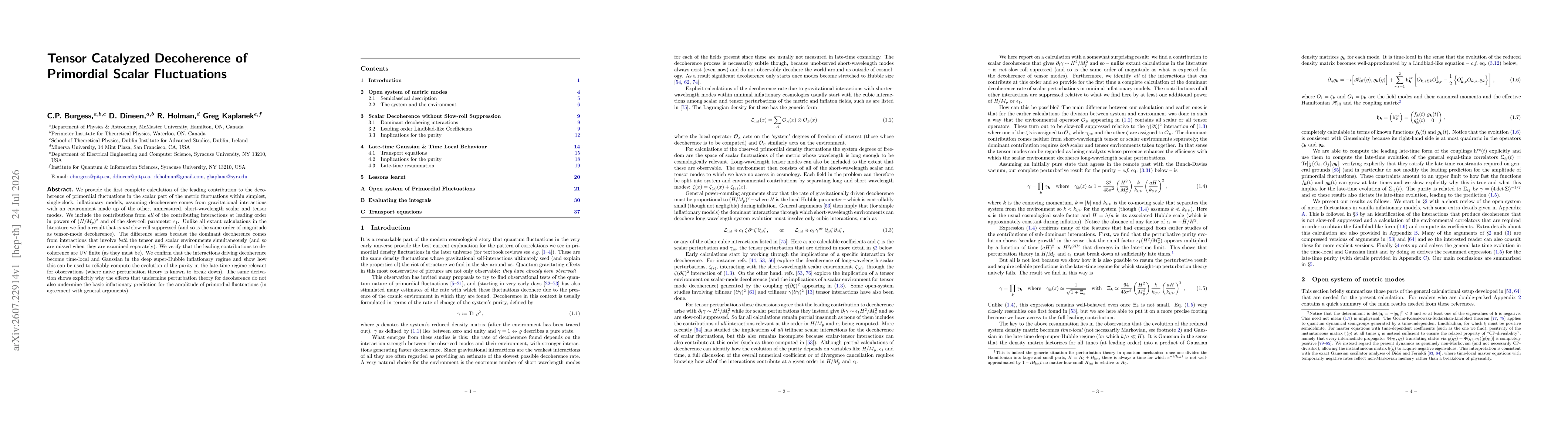 Thumbnail for Tensor Catalyzed Decoherence of Primordial Scalar Fluctuations