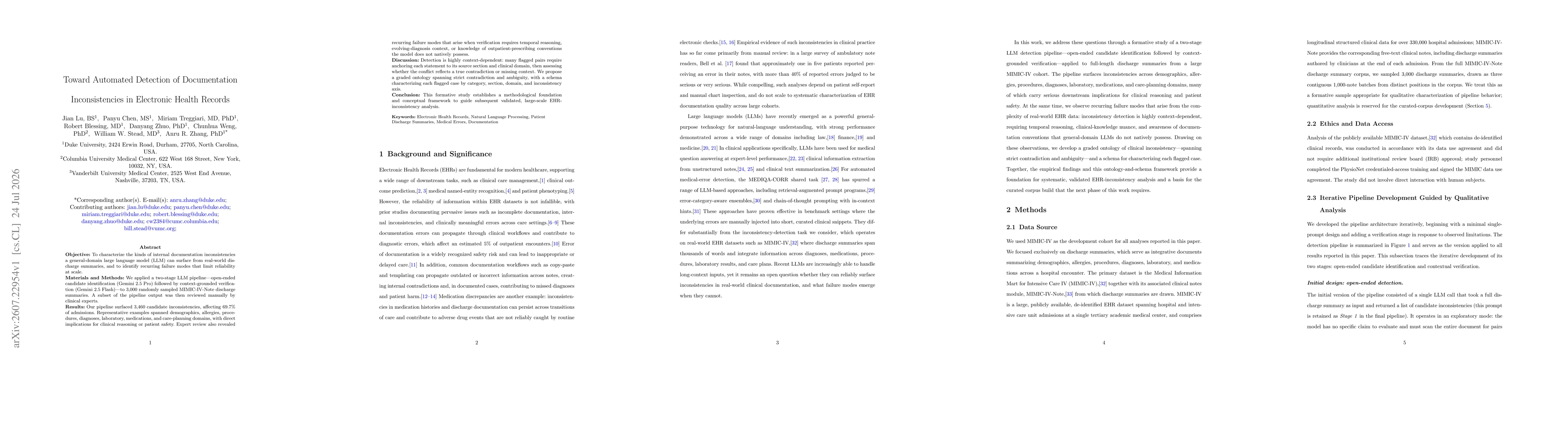 Thumbnail for Toward Automated Detection of Documentation Inconsistencies in Electronic Health Records