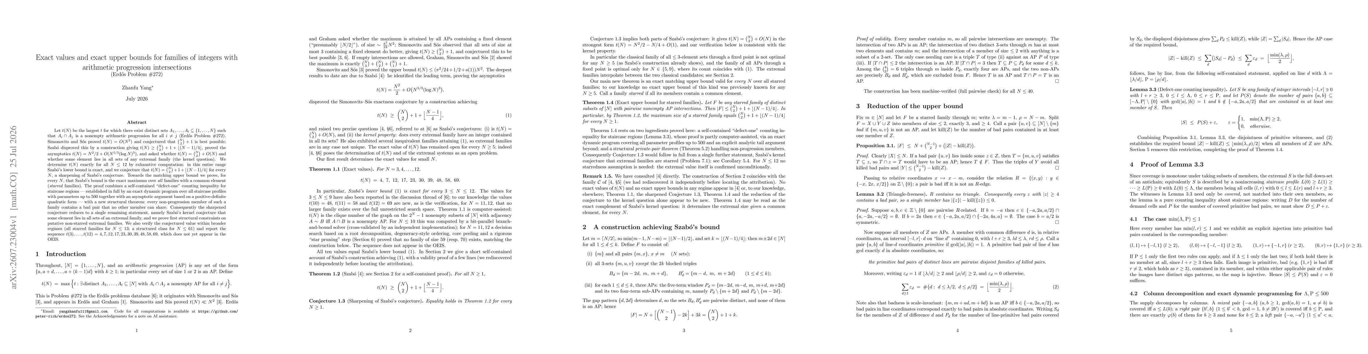 Thumbnail for Exact values and exact upper bounds for families of integers with arithmetic progression intersections (Erdős Problem #272)