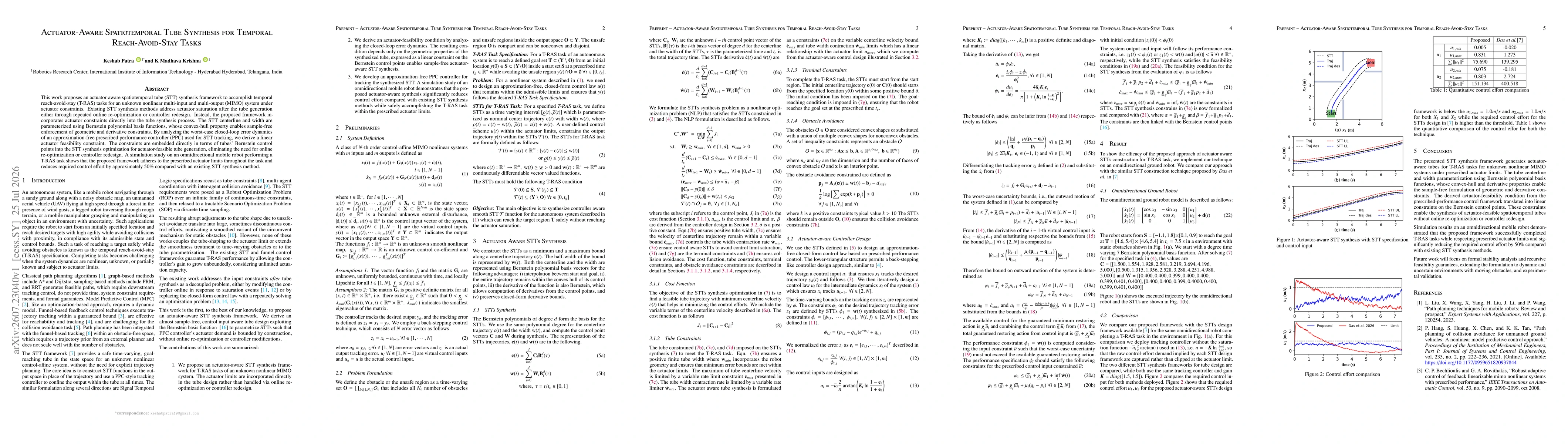 Thumbnail for Actuator-Aware Spatiotemporal Tube Synthesis for Temporal Reach-Avoid-Stay Tasks
