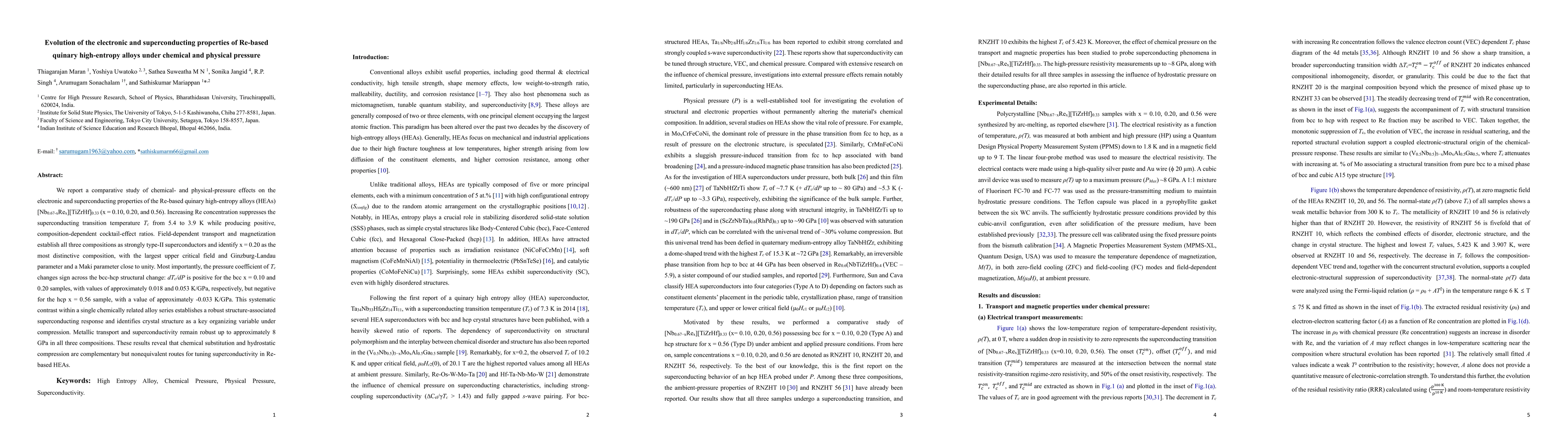 Thumbnail for Evolution of the electronic and superconducting properties of Re-based quinary high-entropy alloys under chemical and physical pressure