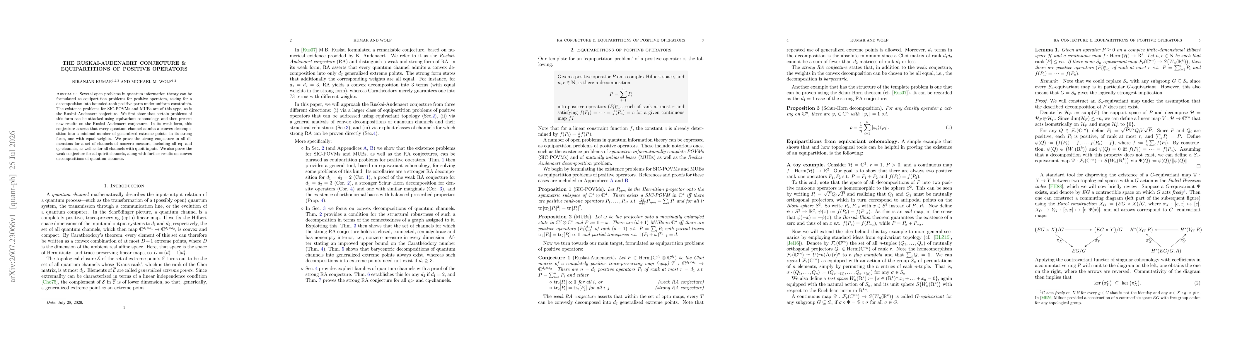 Thumbnail for The Ruskai-Audenaert conjecture & equipartitions of positive operators