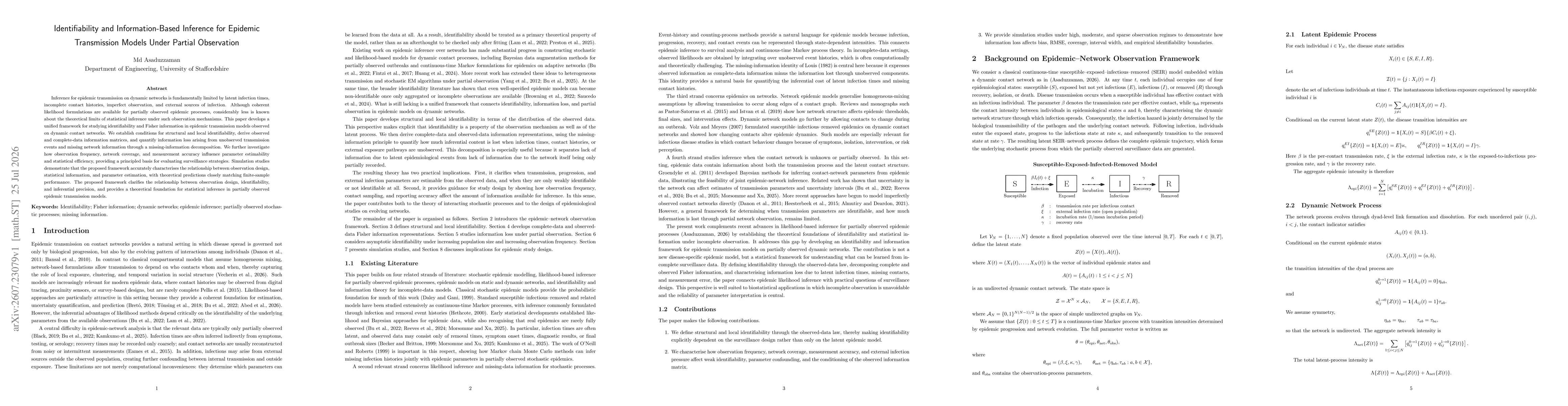 Thumbnail for Identifiability and Information-Based Inference for Epidemic Transmission Models Under Partial Observation