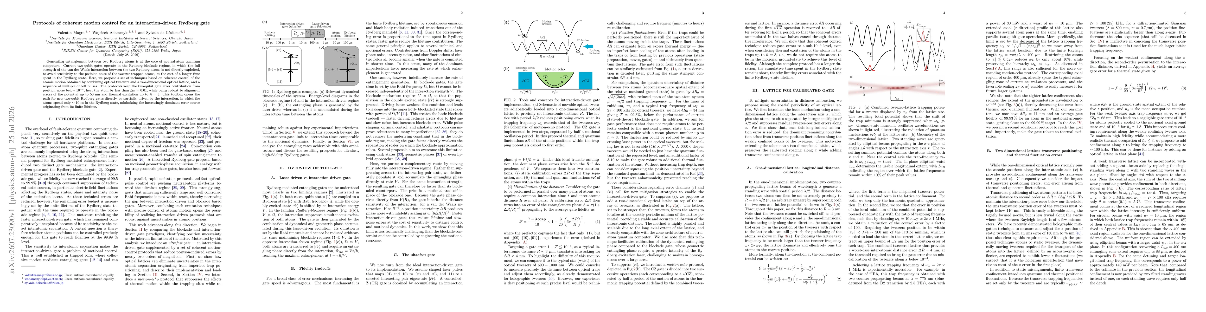 Thumbnail for Protocols of coherent motion control for an interaction-driven Rydberg gate