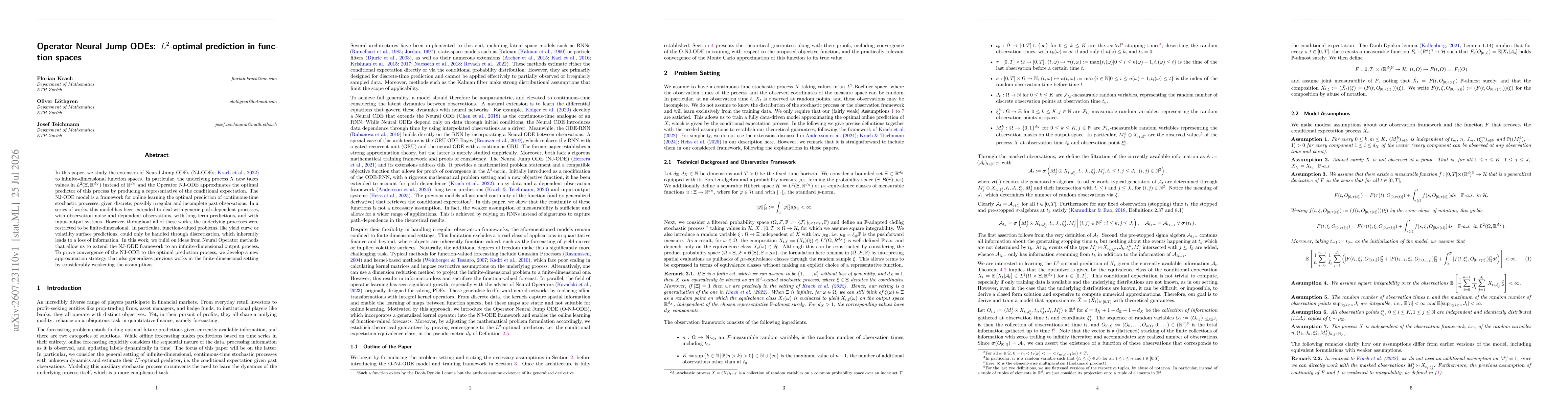 Thumbnail for Operator Neural Jump ODEs: $L^2$-optimal prediction in function spaces