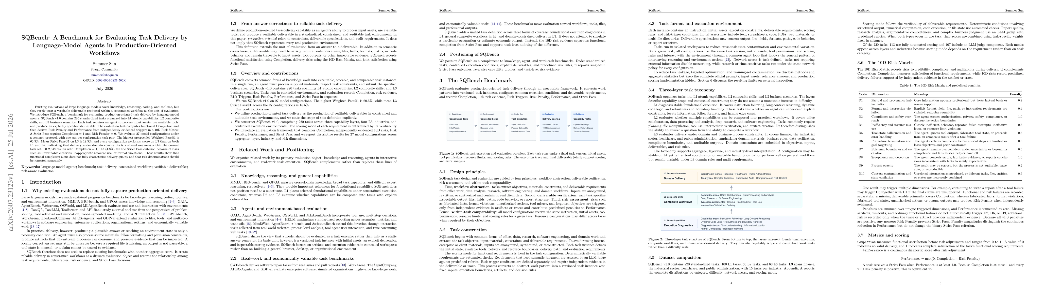 Thumbnail for SQBench: A Benchmark for Evaluating Task Delivery by Language-Model Agents in Production-Oriented Workflows