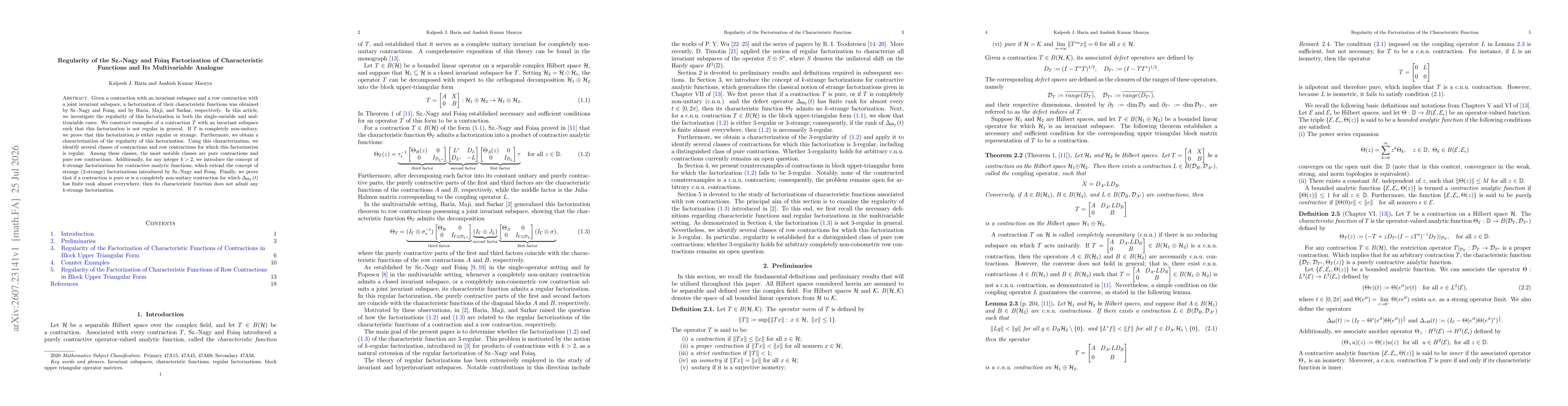 Thumbnail for Regularity of the Sz.-Nagy and Foiaş Factorization of Characteristic Functions and Its Multivariable Analogue