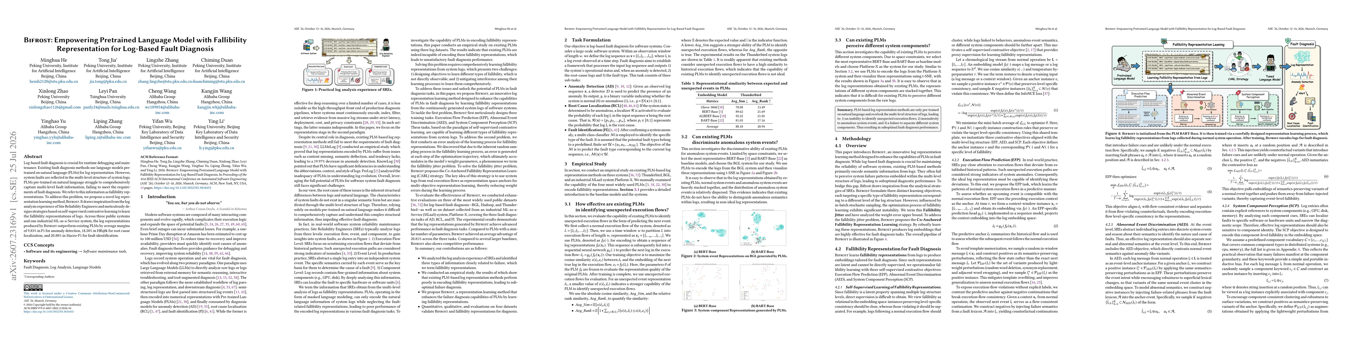 Thumbnail for Bifrost: Empowering Pretrained Language Model with Fallibility Representation for Log-Based Fault Diagnosis
