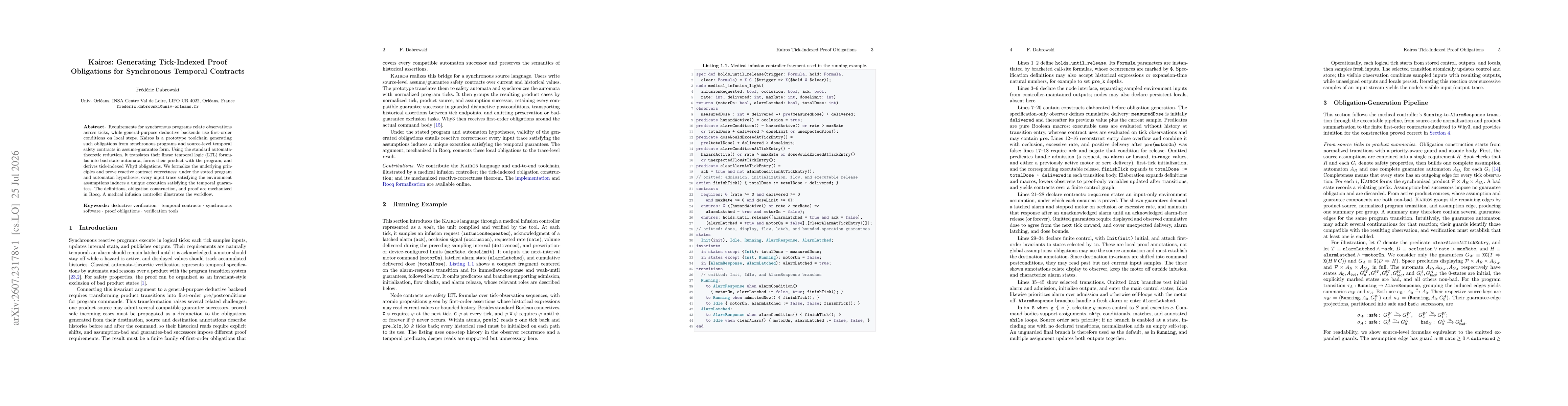 Thumbnail for Kairos: Generating Tick-Indexed Proof Obligations for Synchronous Temporal Contracts