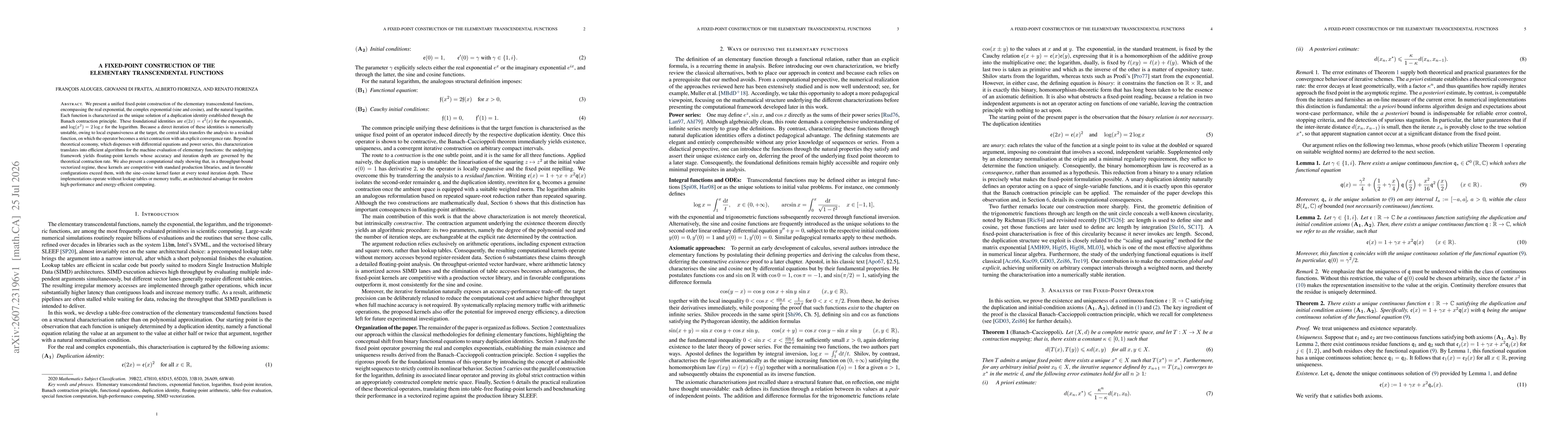 Thumbnail for A Fixed-Point Construction of the Elementary Transcendental Functions