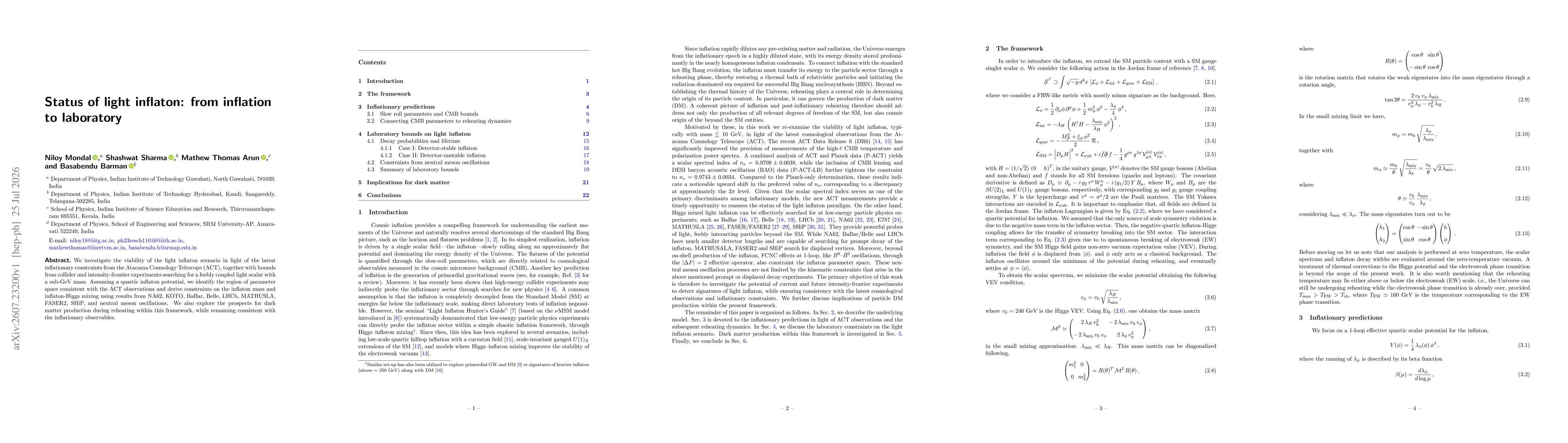 Thumbnail for Status of light inflaton: from inflation to laboratory