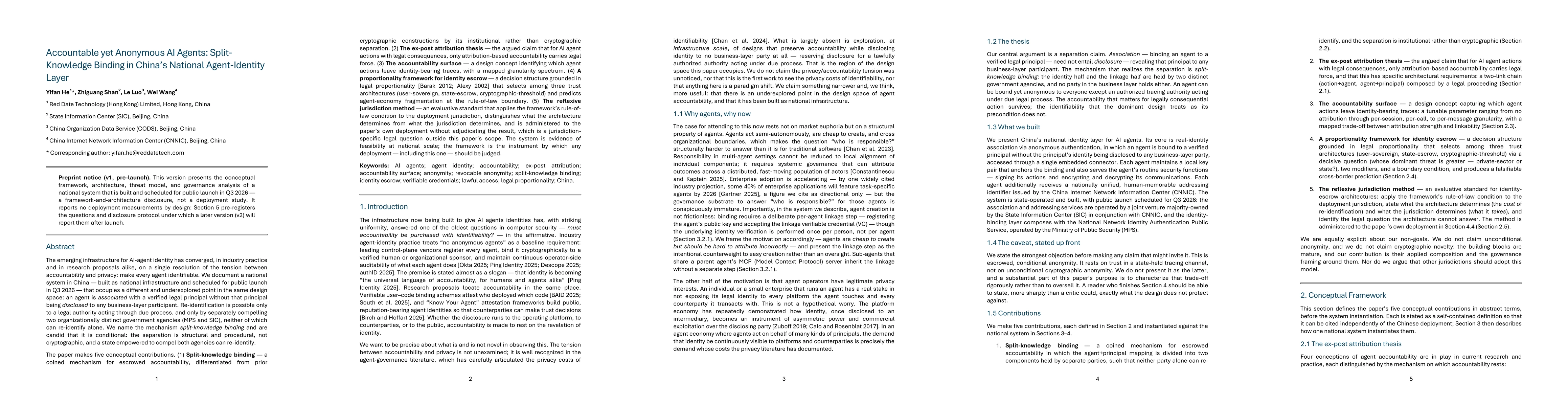 Thumbnail for Accountable yet Anonymous AI Agents - Split-Knowledge Binding in National Agent-Identity Layer in China