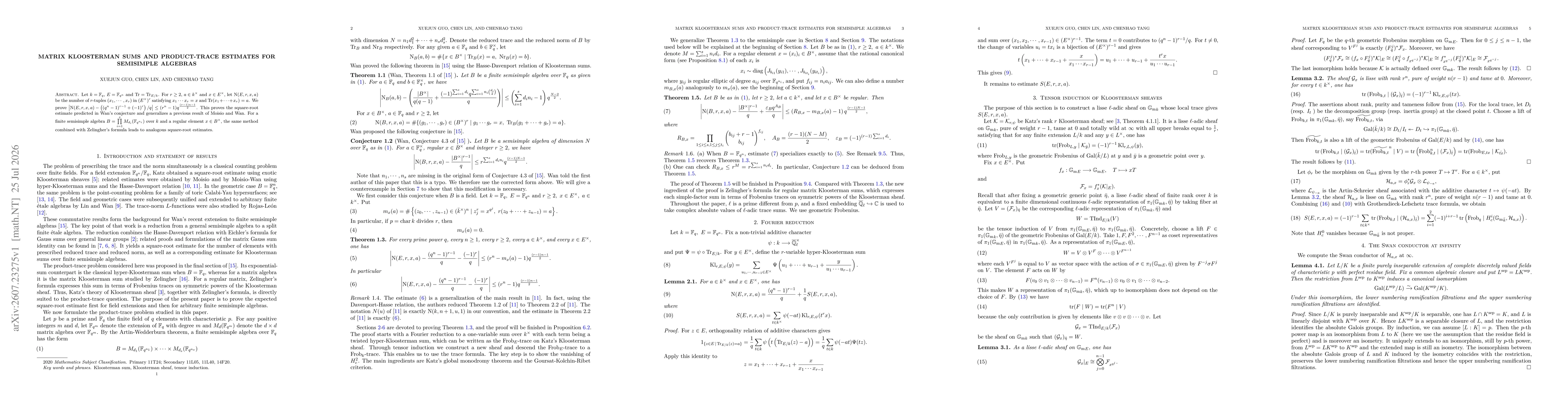 Thumbnail for Matrix Kloosterman sums and product-trace estimates for semisimple algebras