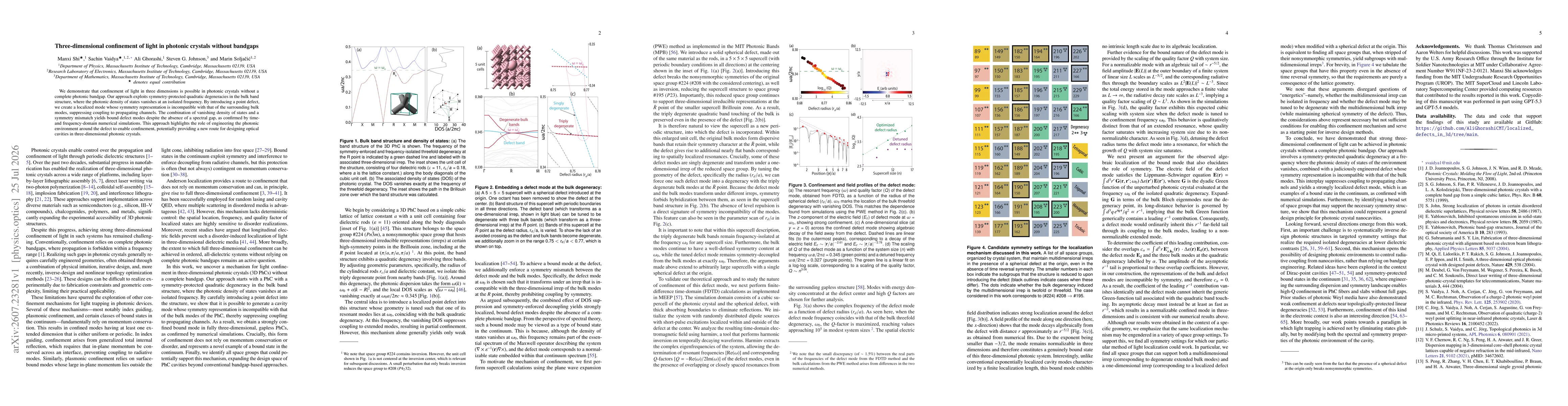 Thumbnail for Three-dimensional confinement of light in photonic crystals without bandgaps