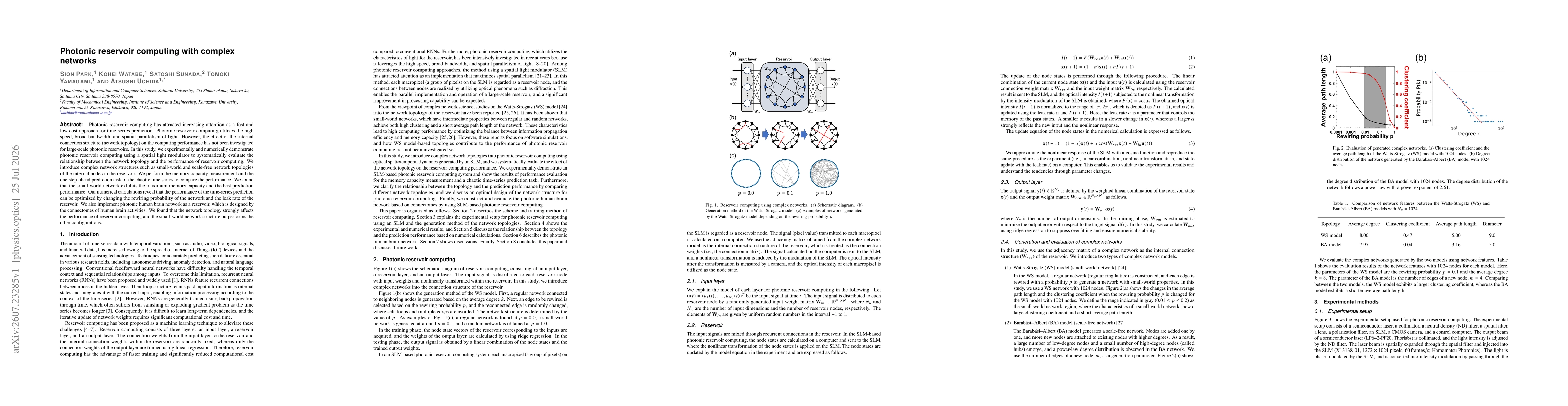 Thumbnail for Photonic reservoir computing with complex networks