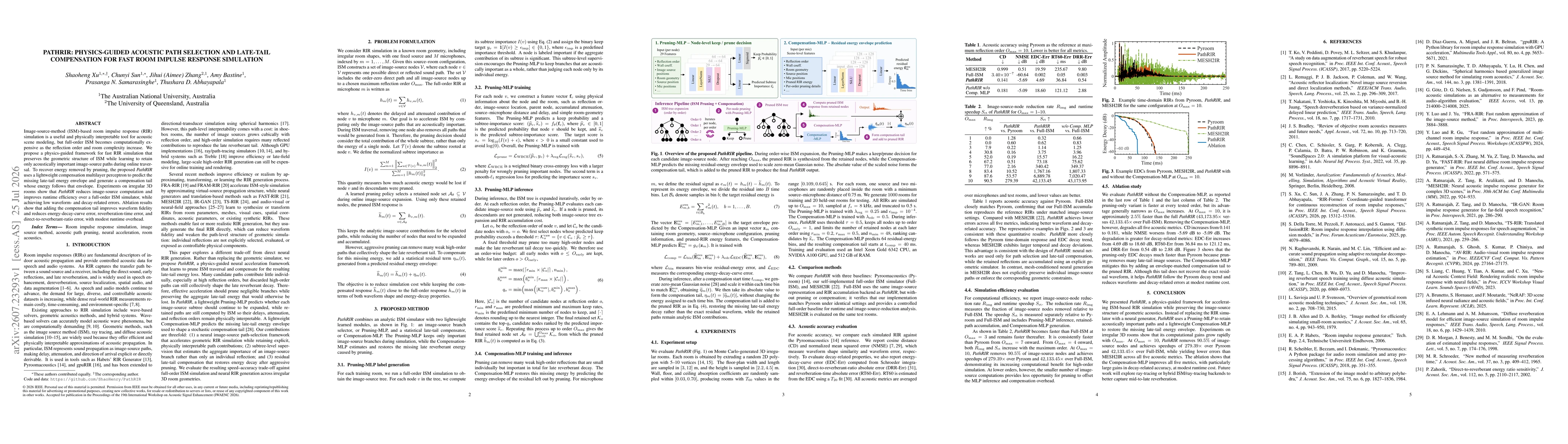 Thumbnail for PathRIR: Physics-Guided Acoustic Path Selection and Late-Tail Compensation for Fast Room Impulse Response Simulation