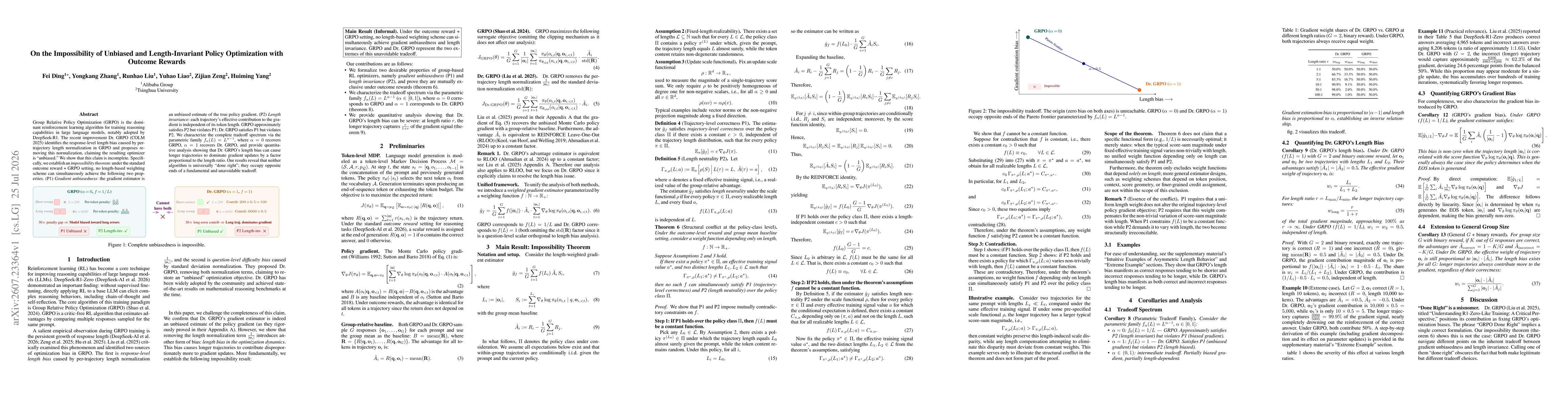 Thumbnail for On the Impossibility of Unbiased and Length-Invariant Policy Optimization with Outcome Rewards