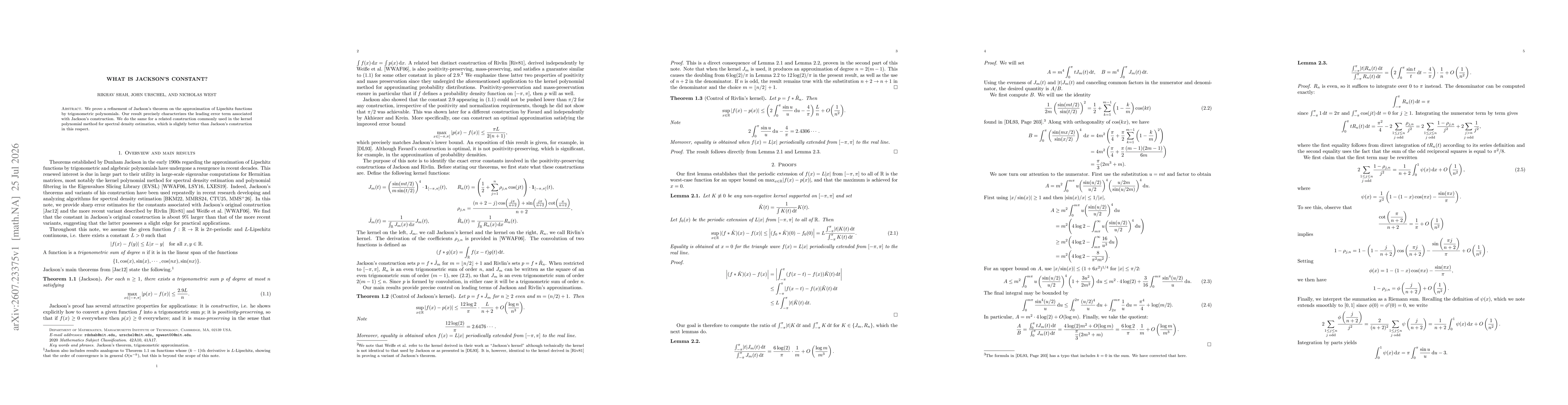 Thumbnail for What is Jackson's constant?