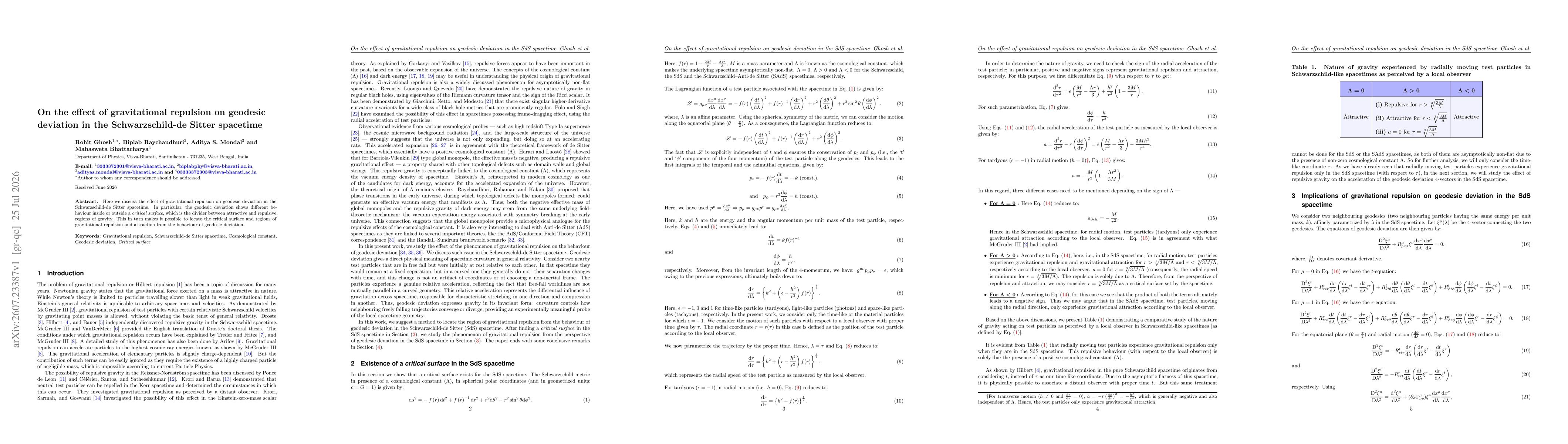 Thumbnail for On the effect of gravitational repulsion on geodesic deviation in the Schwarzschild-de Sitter spacetime