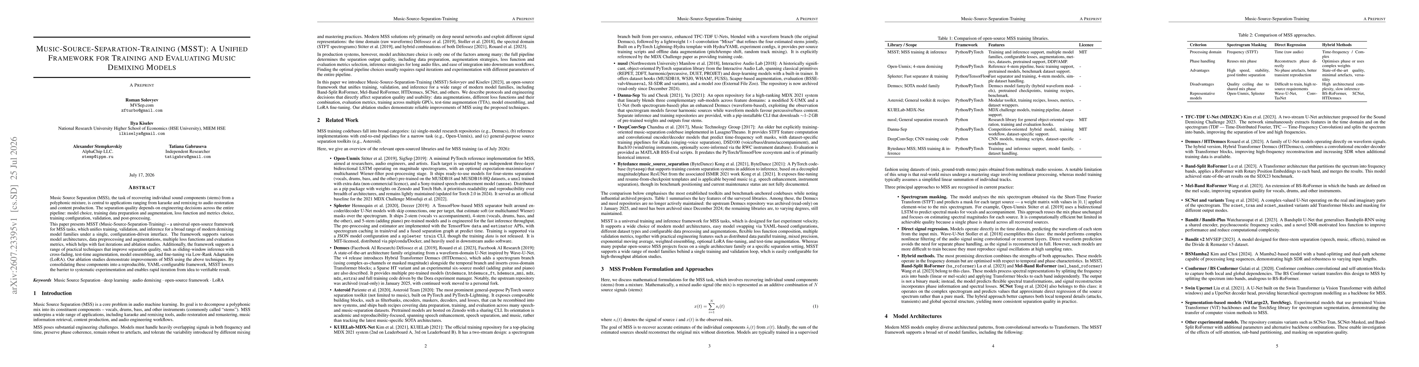 Thumbnail for Music-Source-Separation-Training (MSST): A Unified Framework for Training and Evaluating Music Demixing Models