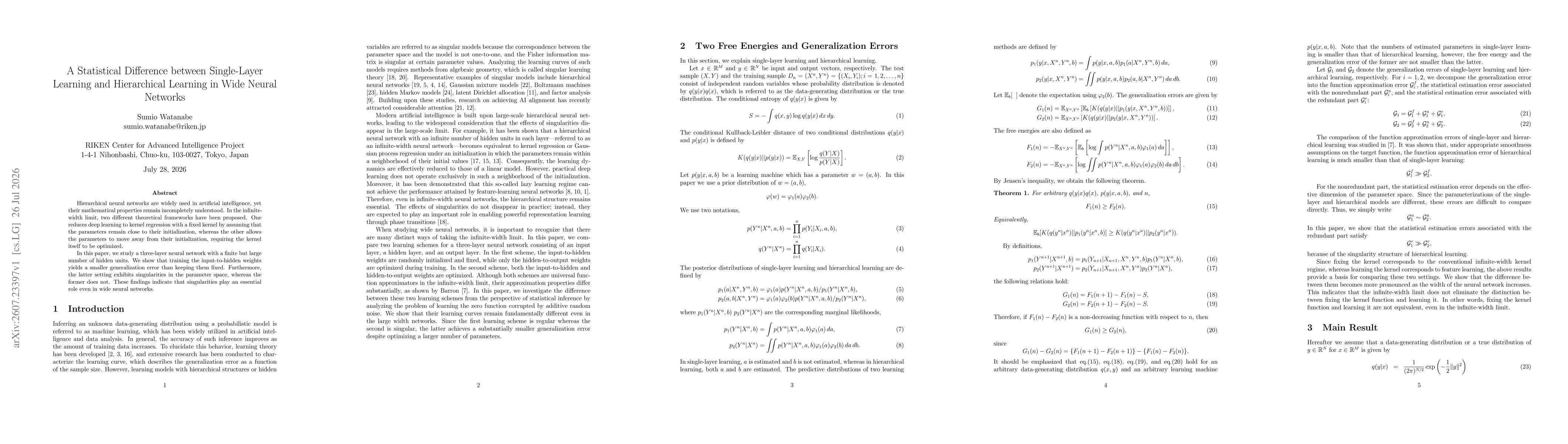 Thumbnail for A Statistical Difference between Single-Layer Learning and Hierarchical Learning in Wide Neural Networks