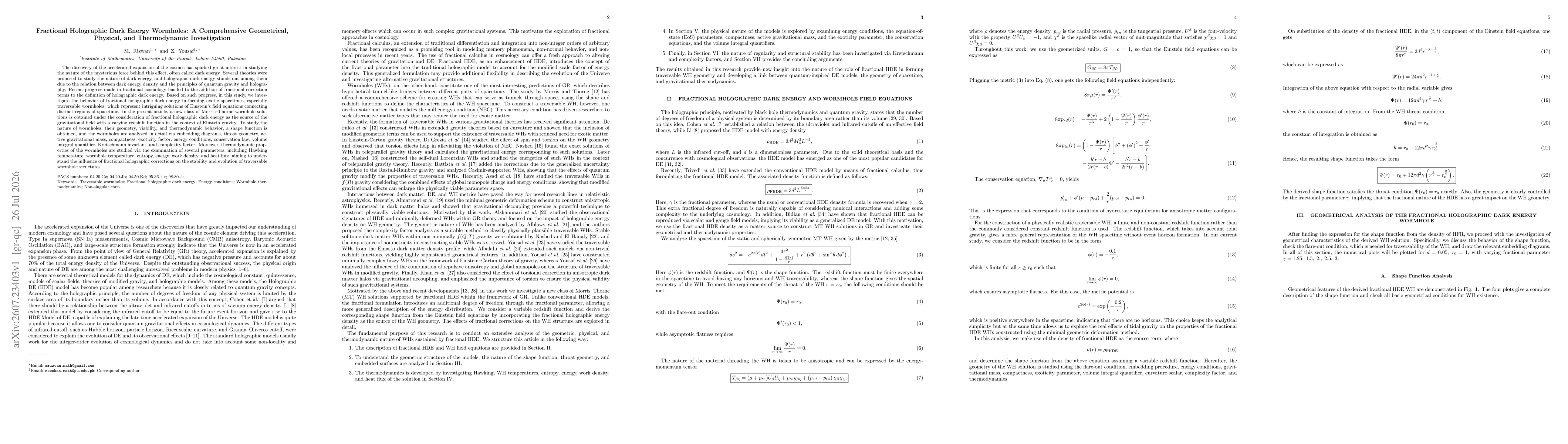 Thumbnail for Fractional Holographic Dark Energy Wormholes: A Comprehensive Geometrical, Physical, and Thermodynamic Investigation