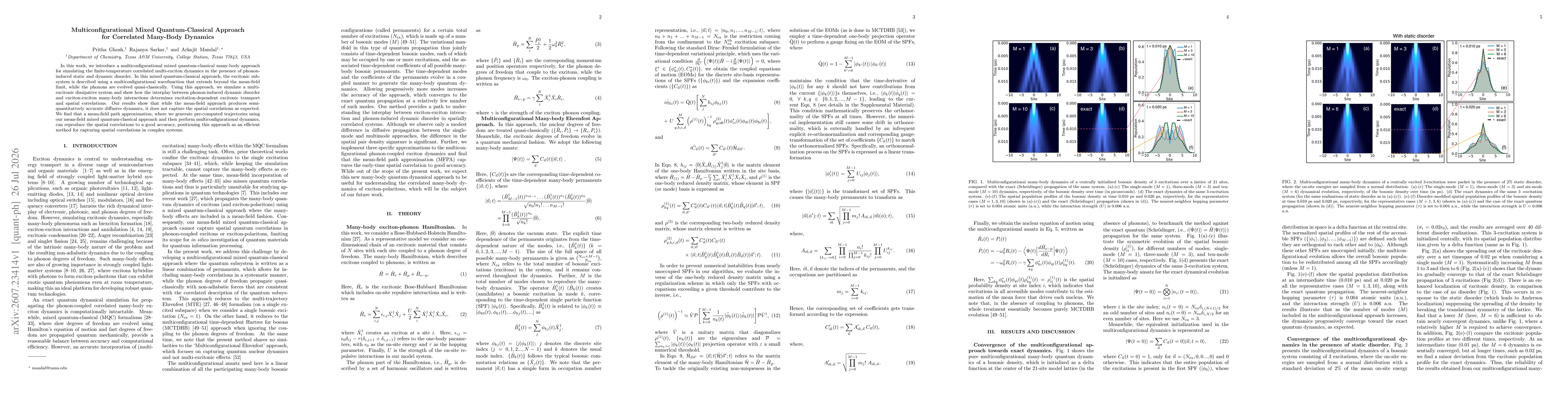Thumbnail for Multiconfigurational Mixed Quantum-Classical Approach for Correlated Many-Body Dynamics