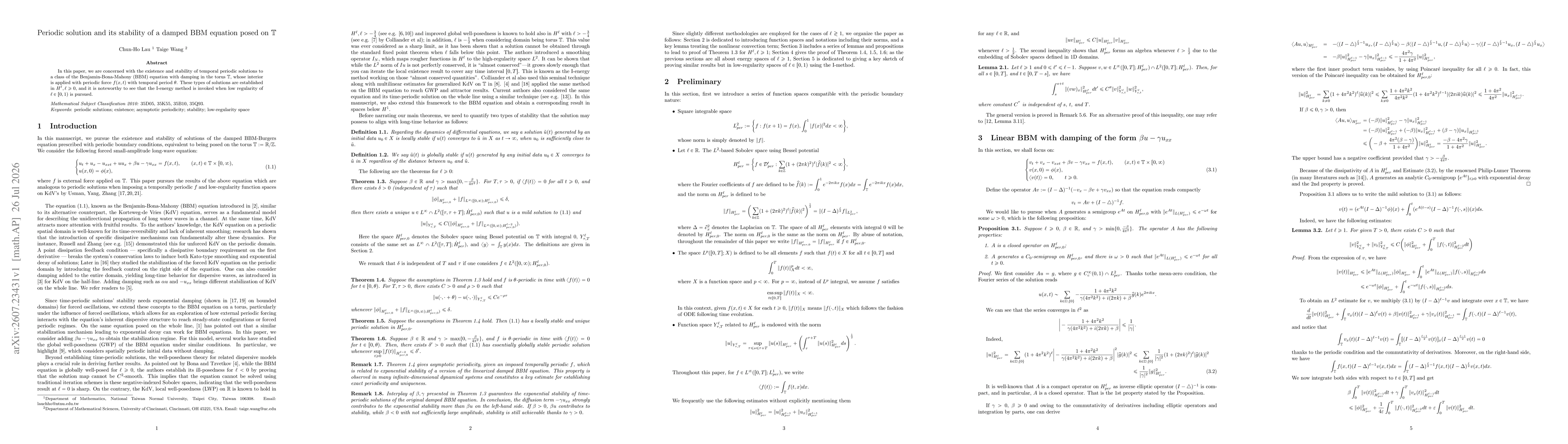 Thumbnail for Periodic solution and its stability of a damped BBM equation posed on $\mathbb{T}$