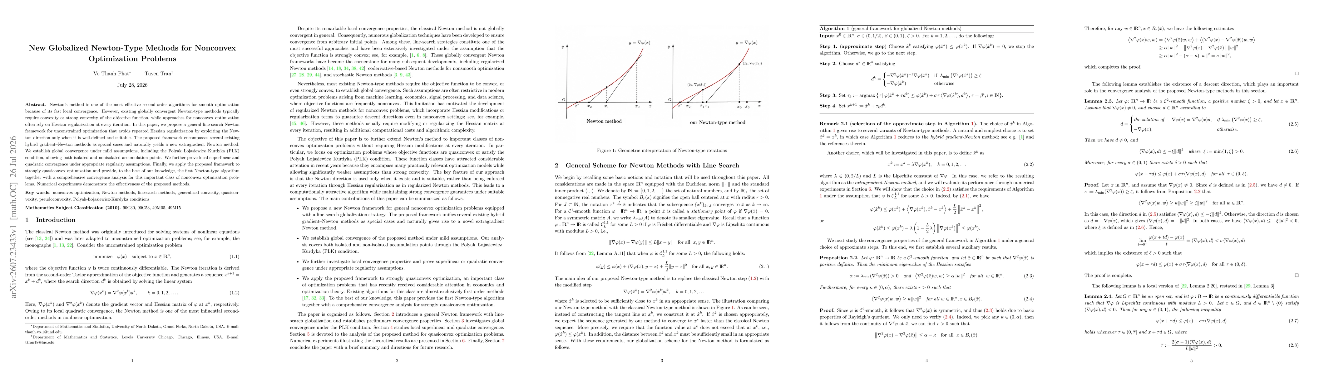 Thumbnail for New Globalized Newton-Type Methods for Nonconvex Optimization Problems