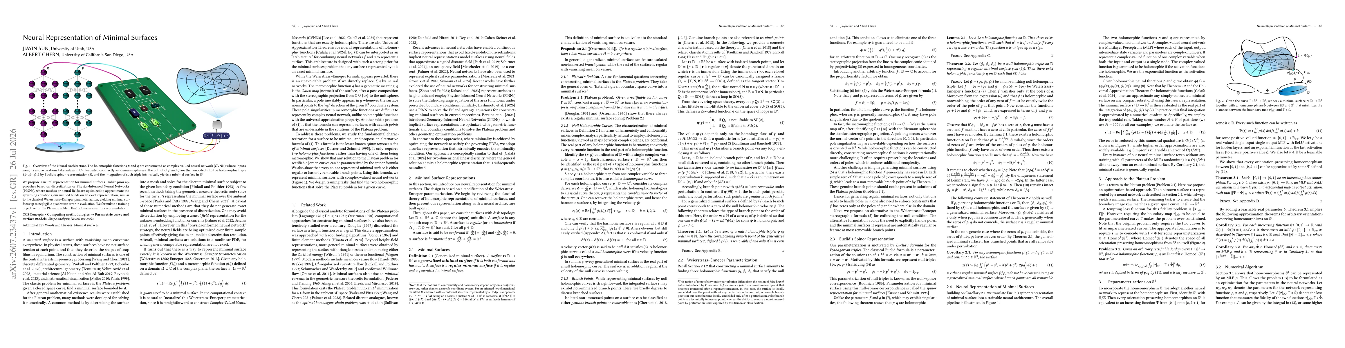Thumbnail for Neural Representation of Minimal Surfaces