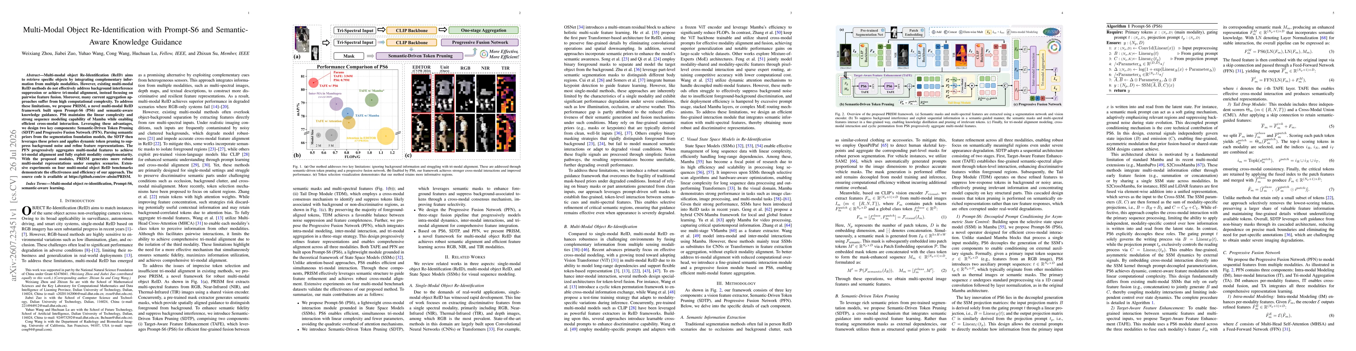 Thumbnail for Multi-Modal Object Re-Identification with Prompt-S6 and Semantic-Aware Knowledge Guidance