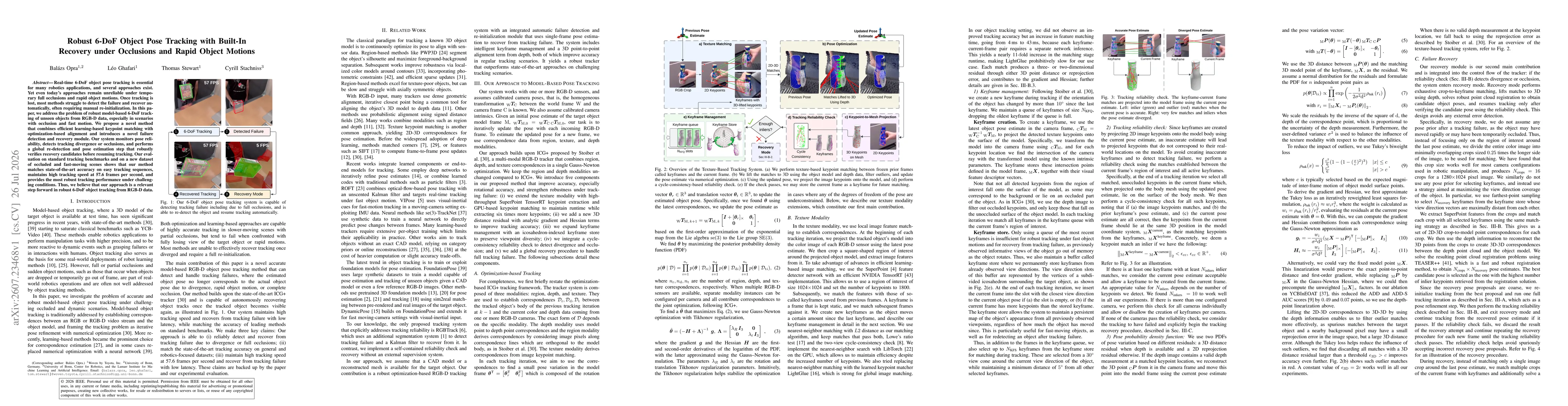 Thumbnail for Robust 6-DoF Object Pose Tracking with Built-In Recovery under Occlusions and Rapid Object Motions