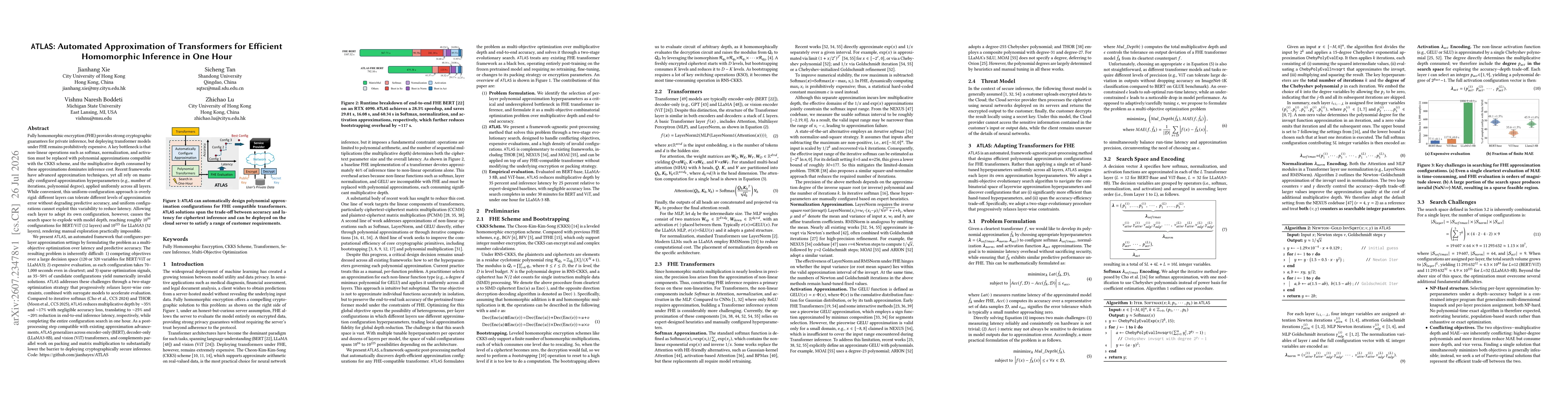 Thumbnail for ATLAS: Automated Approximation of Transformers for Efficient Homomorphic Inference in One Hour
